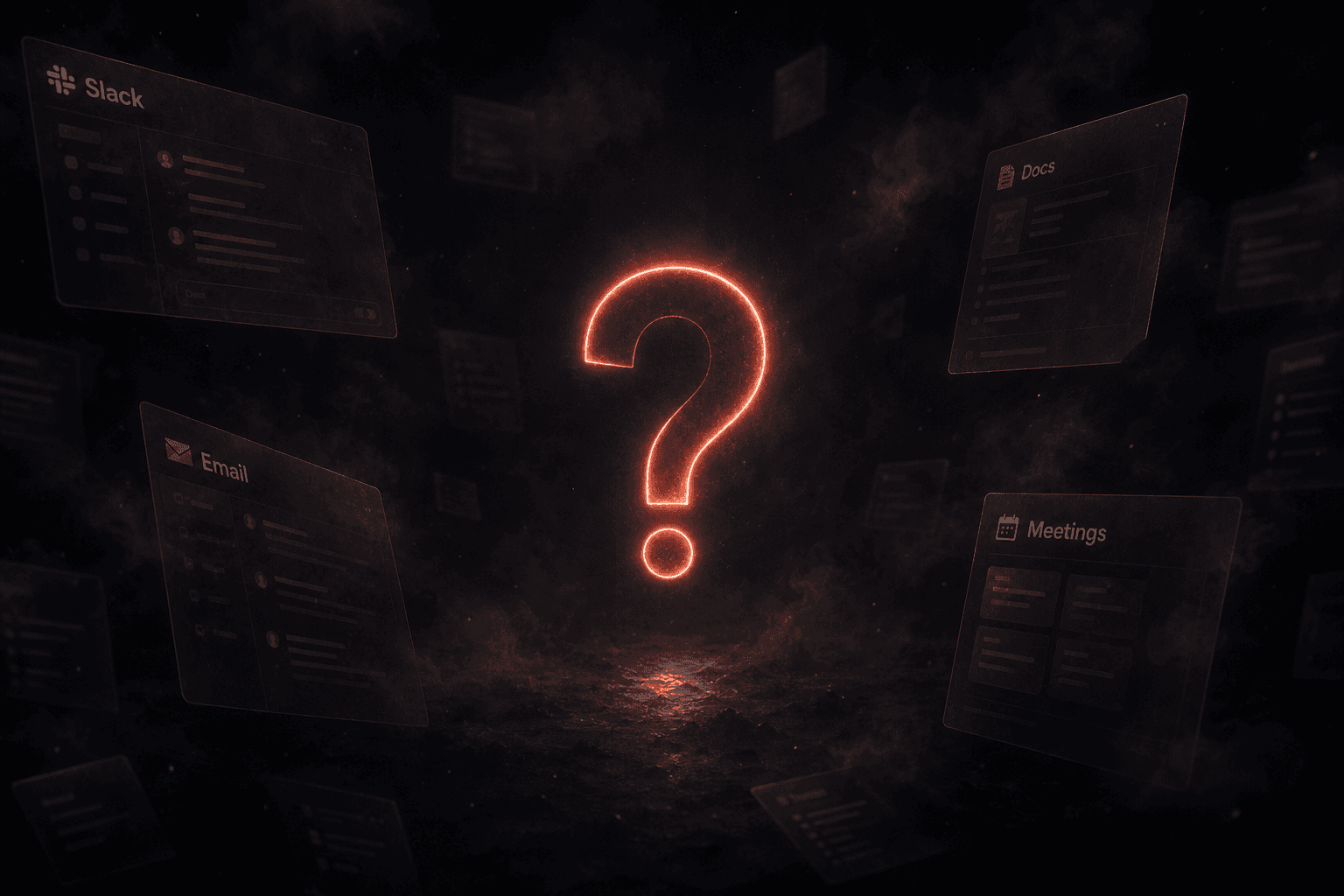 Scattered enterprise tools fading into fog